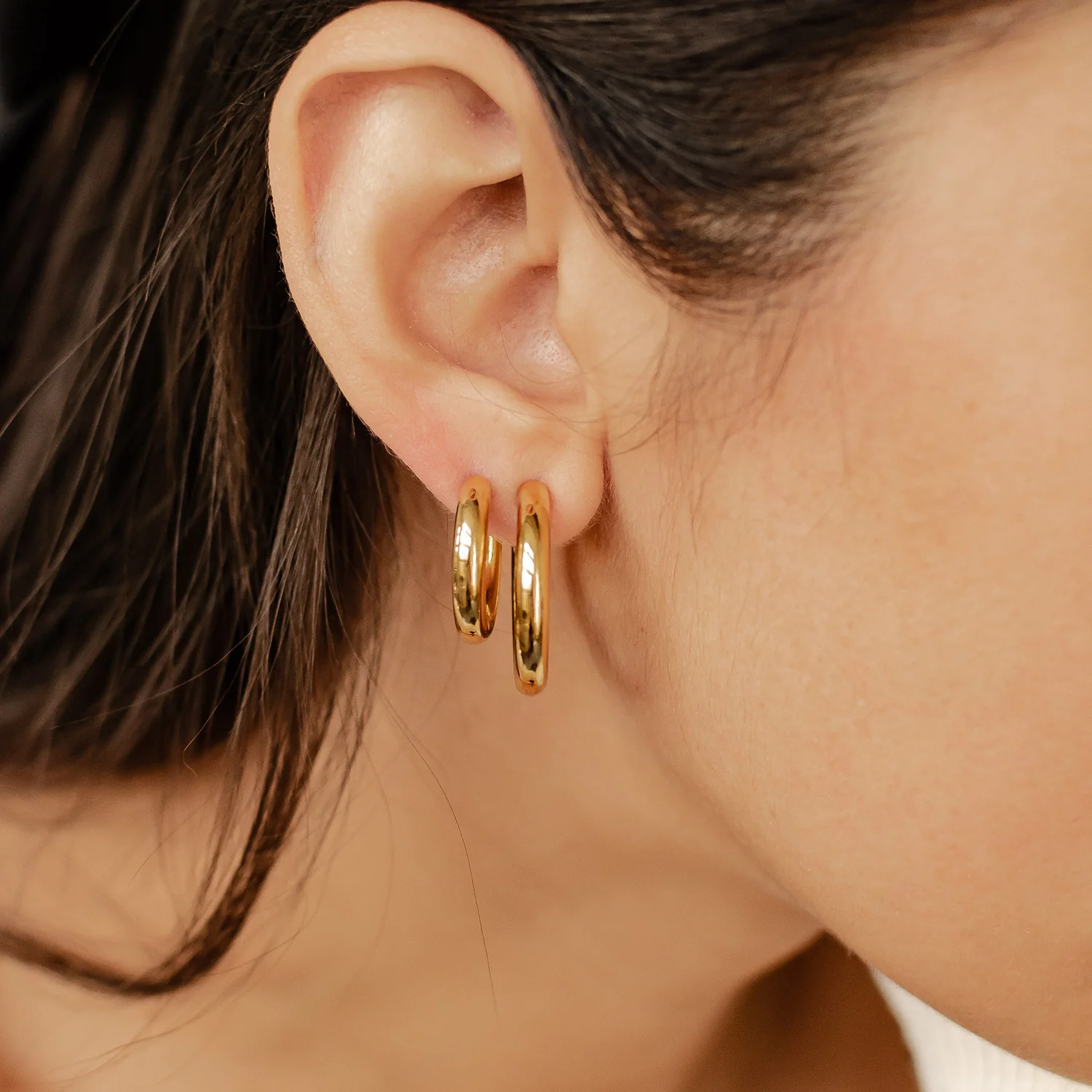 Round Hoop Earring Set Stainless Steel - Image 4