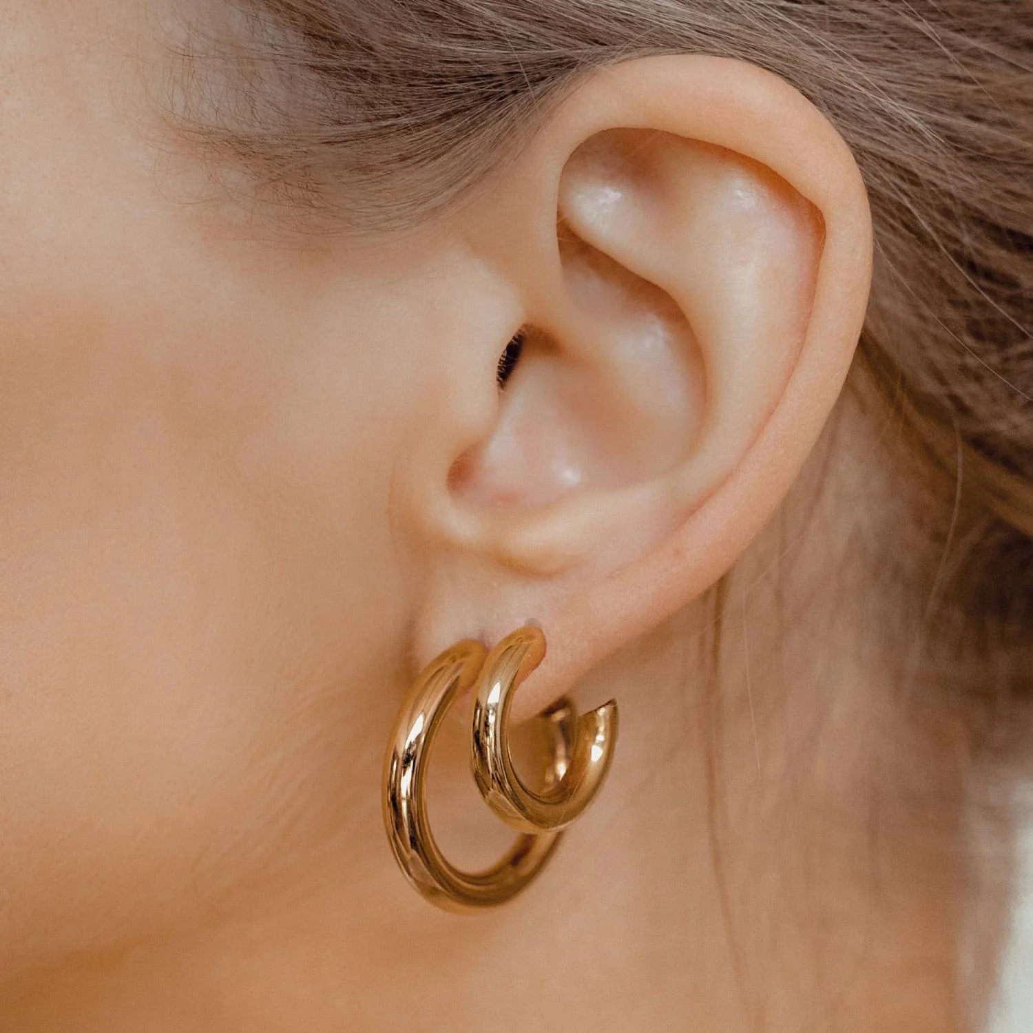 Round Hoop Earring Set Stainless Steel - Image 5