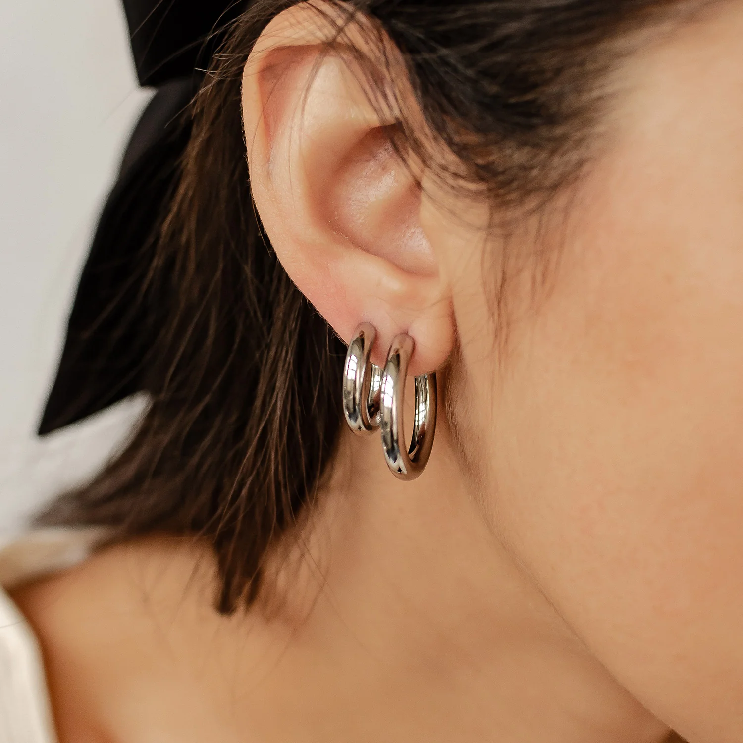 Round Hoop Earring Set Stainless Steel - Image 7