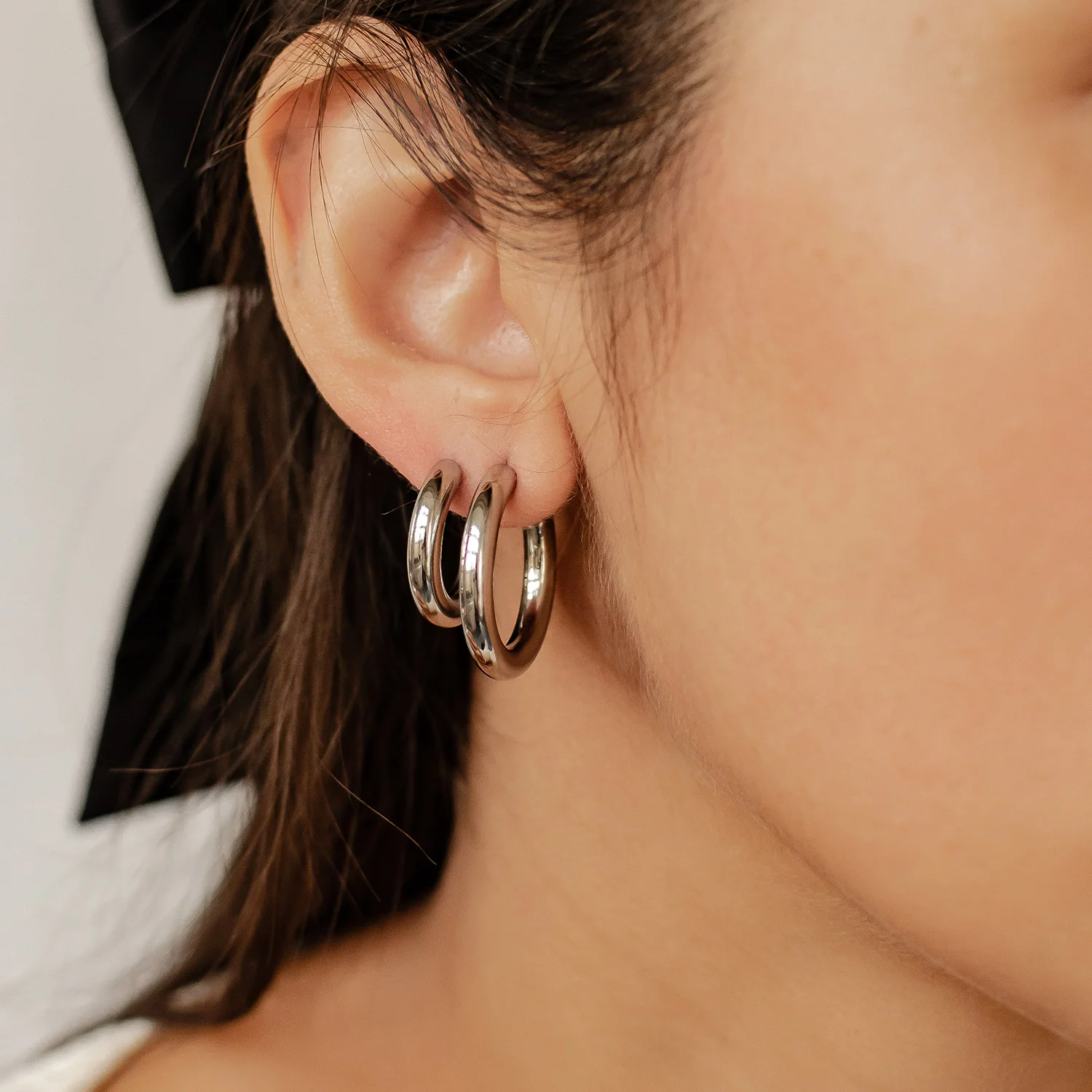 Round Hoop Earring Set Stainless Steel - Image 8