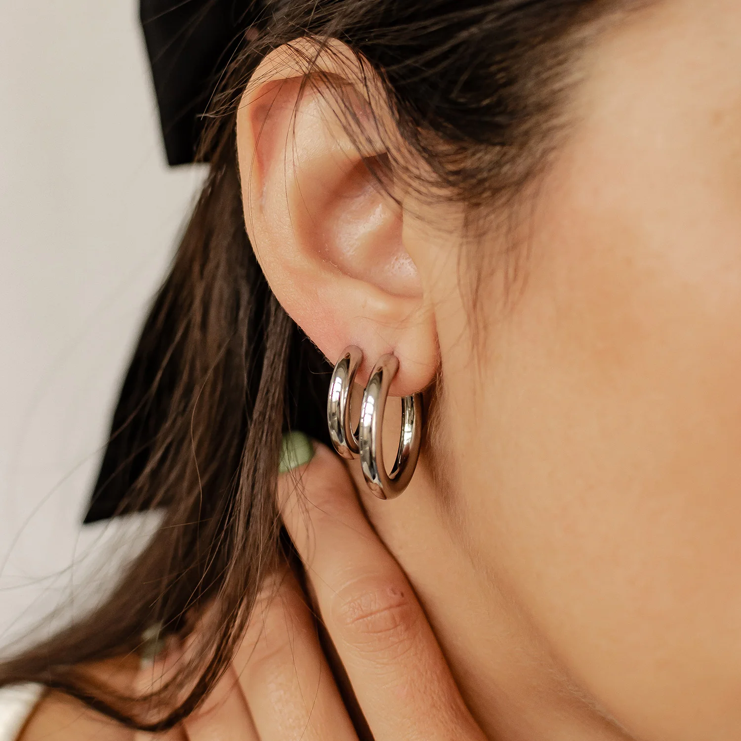 Round Hoop Earring Set Stainless Steel - Image 9