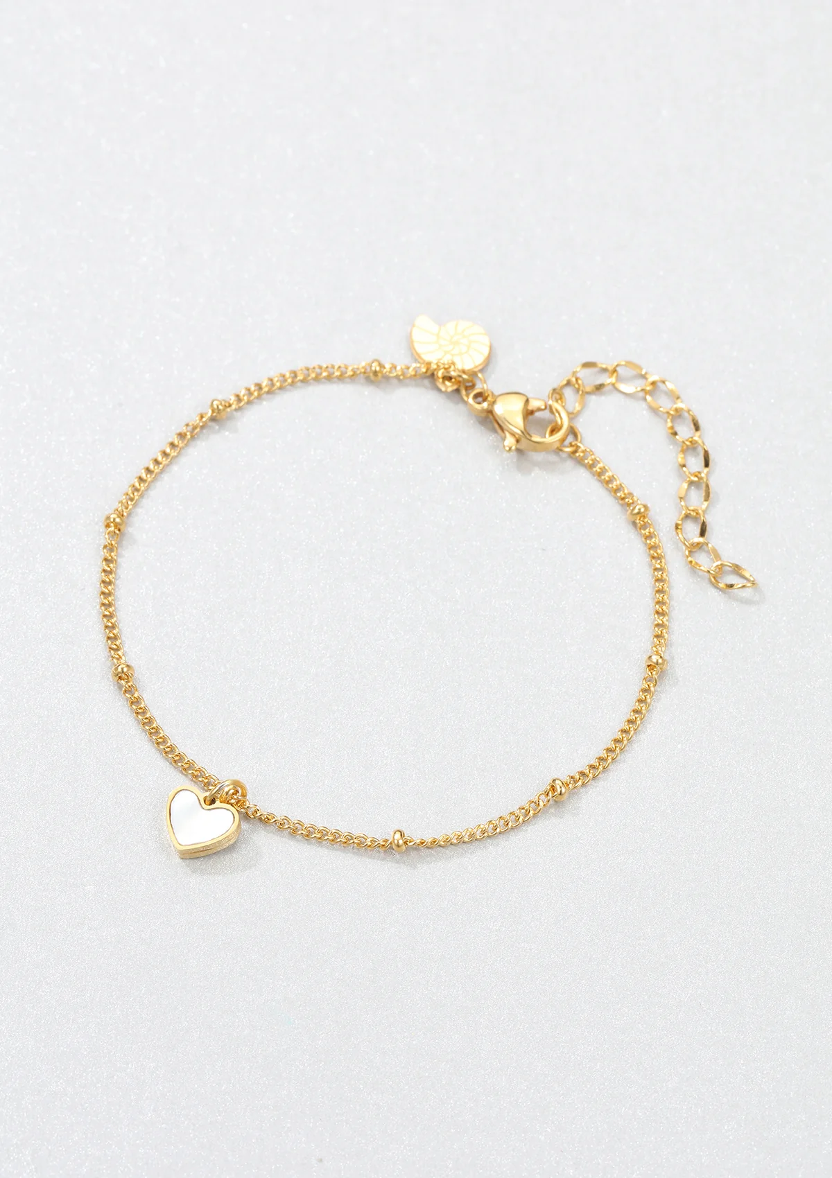 Shell Heart Pendant Chain Bracelet Gold - Image 7