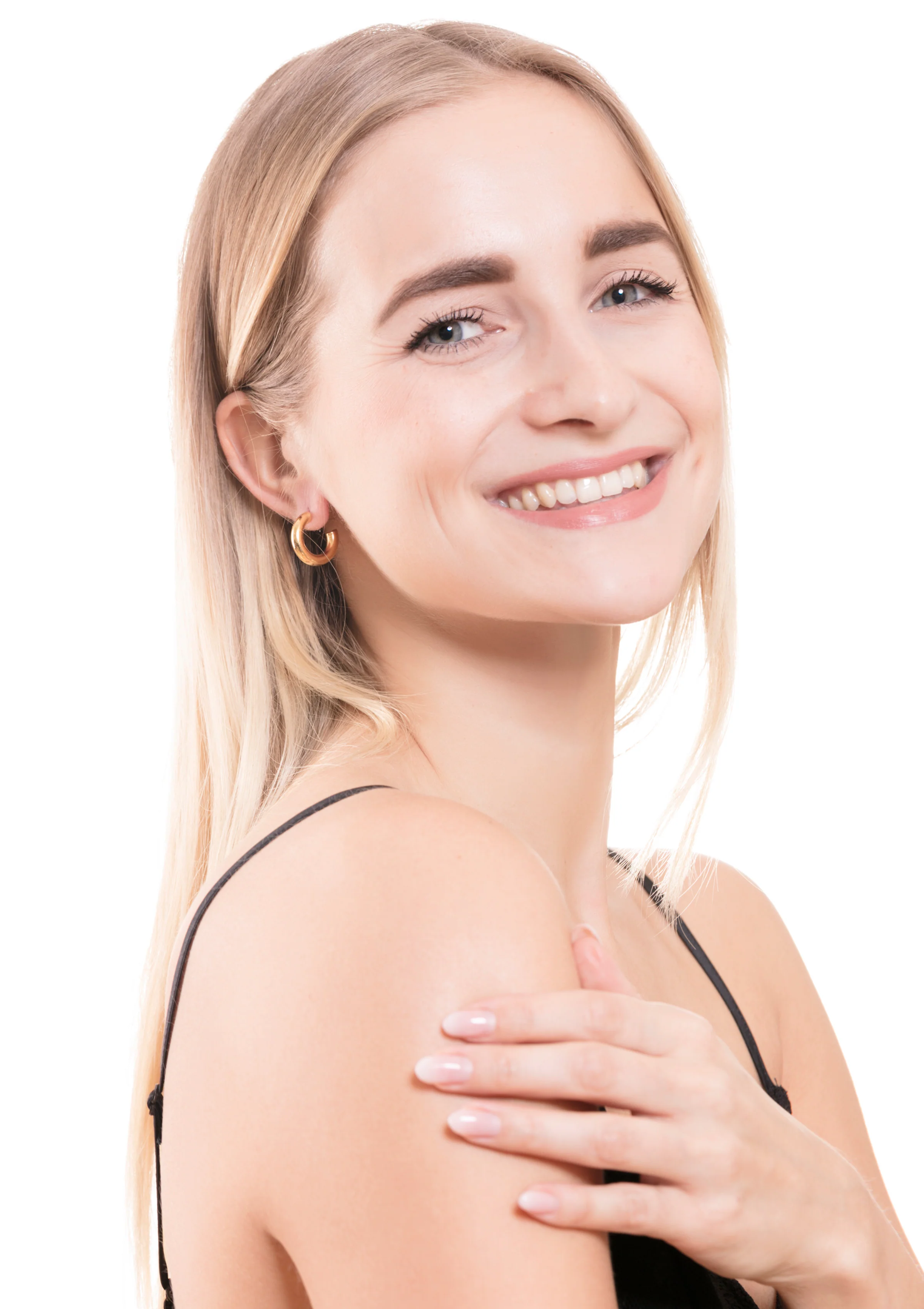 Small Round Hoop Earrings Gold - Image 10