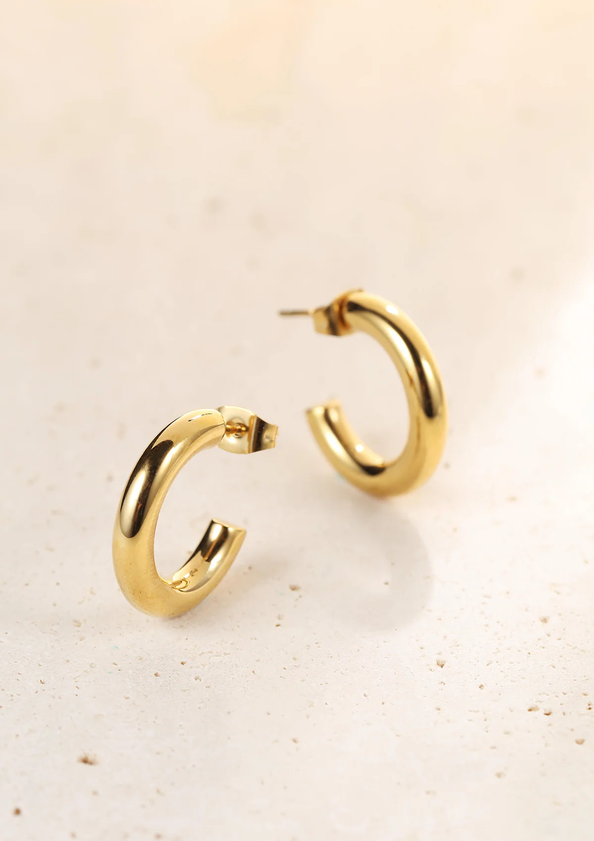 Small Round Hoop Earrings Gold - Image 3