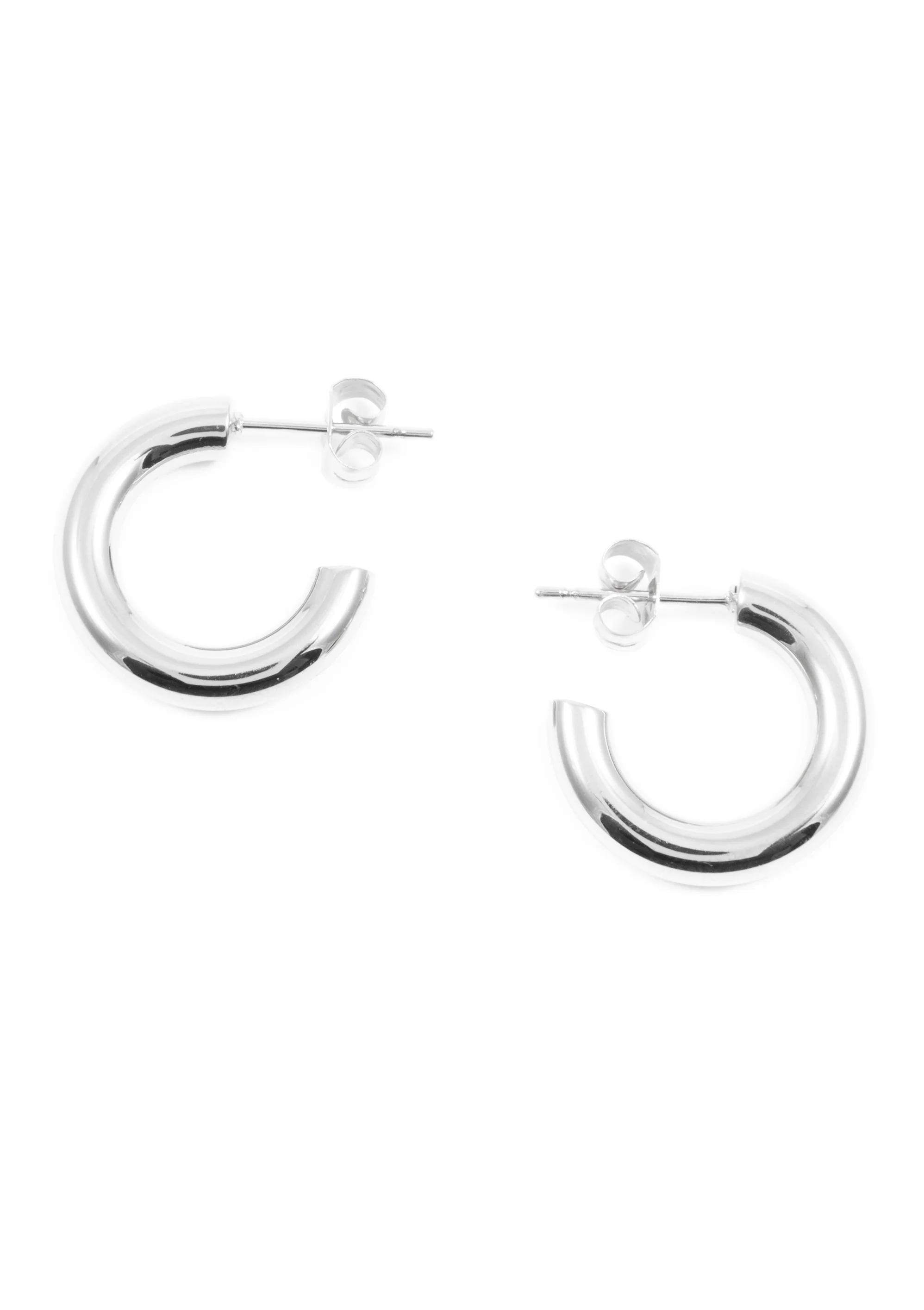 Small Round Hoop Earrings Silver - Image 4