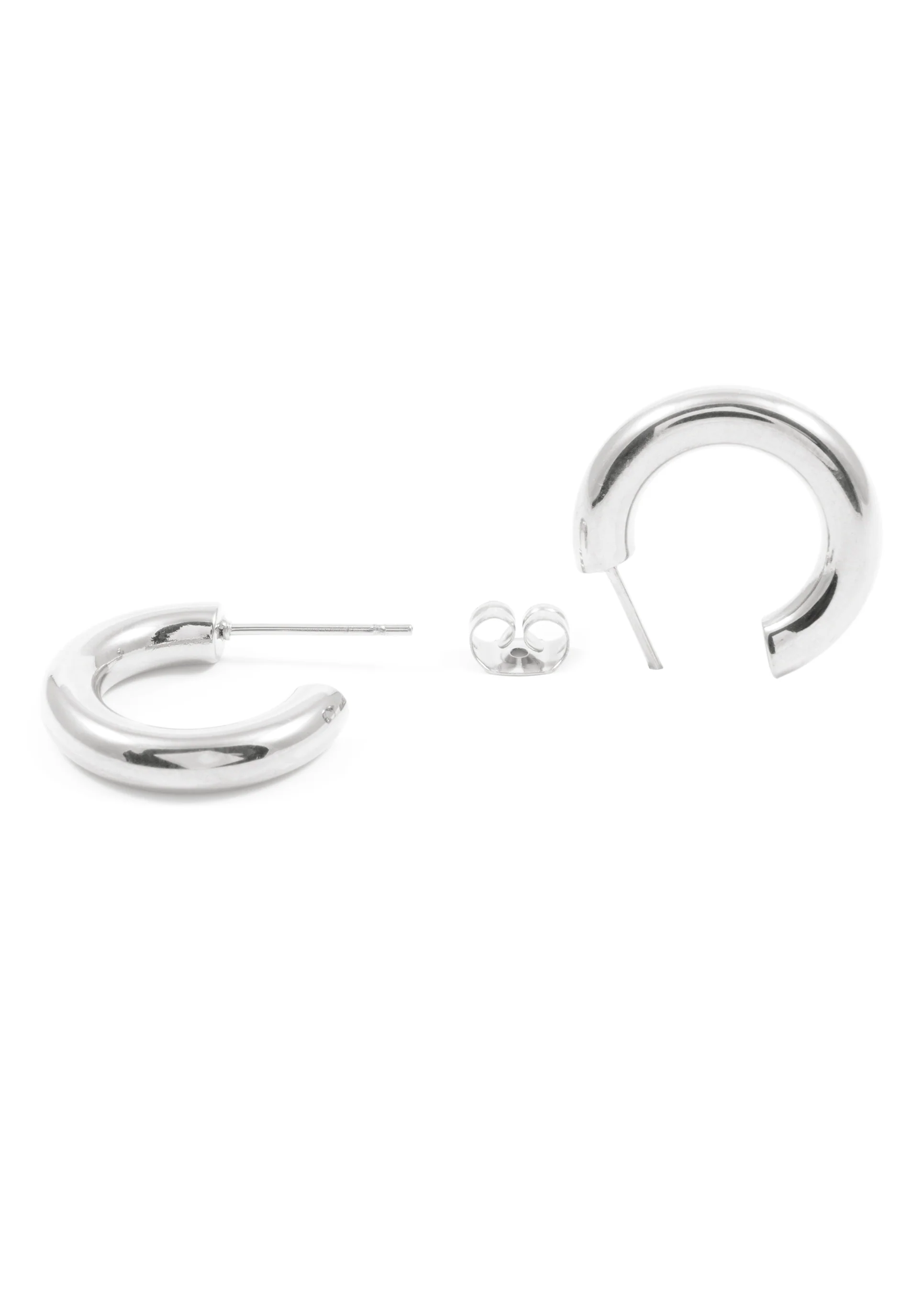 Small Round Hoop Earrings Silver - Image 5