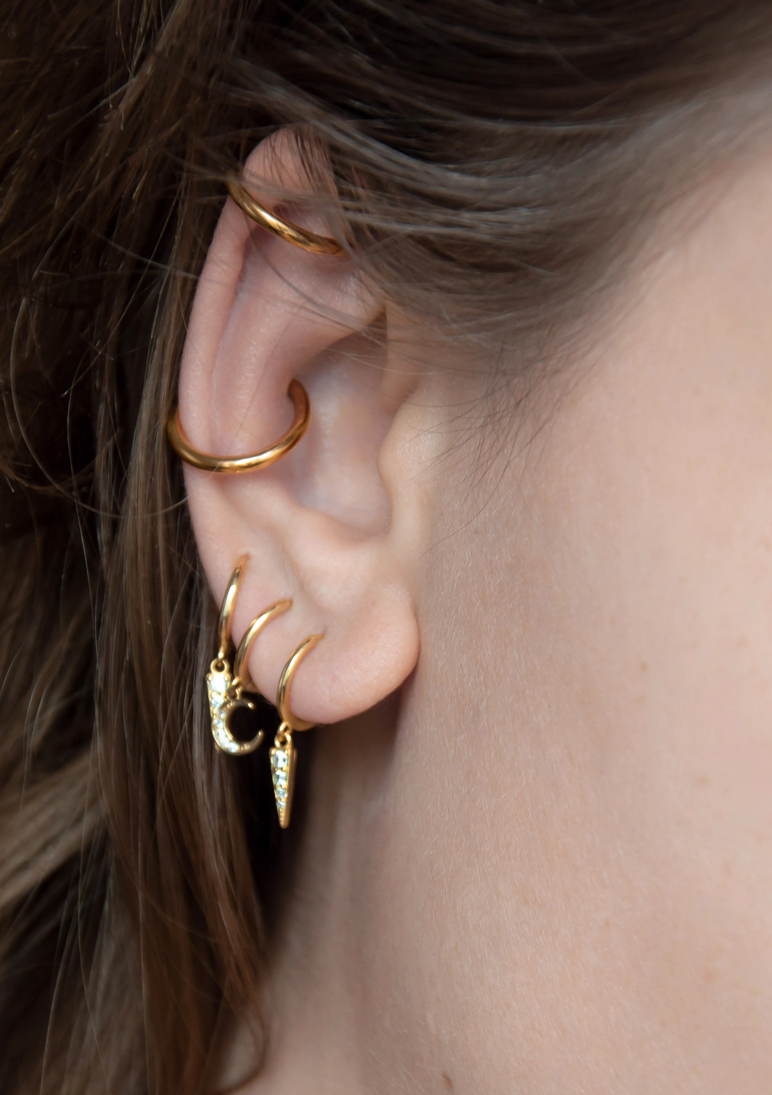 Spike Huggie Earrings Sterling Silver Gold - Image 5