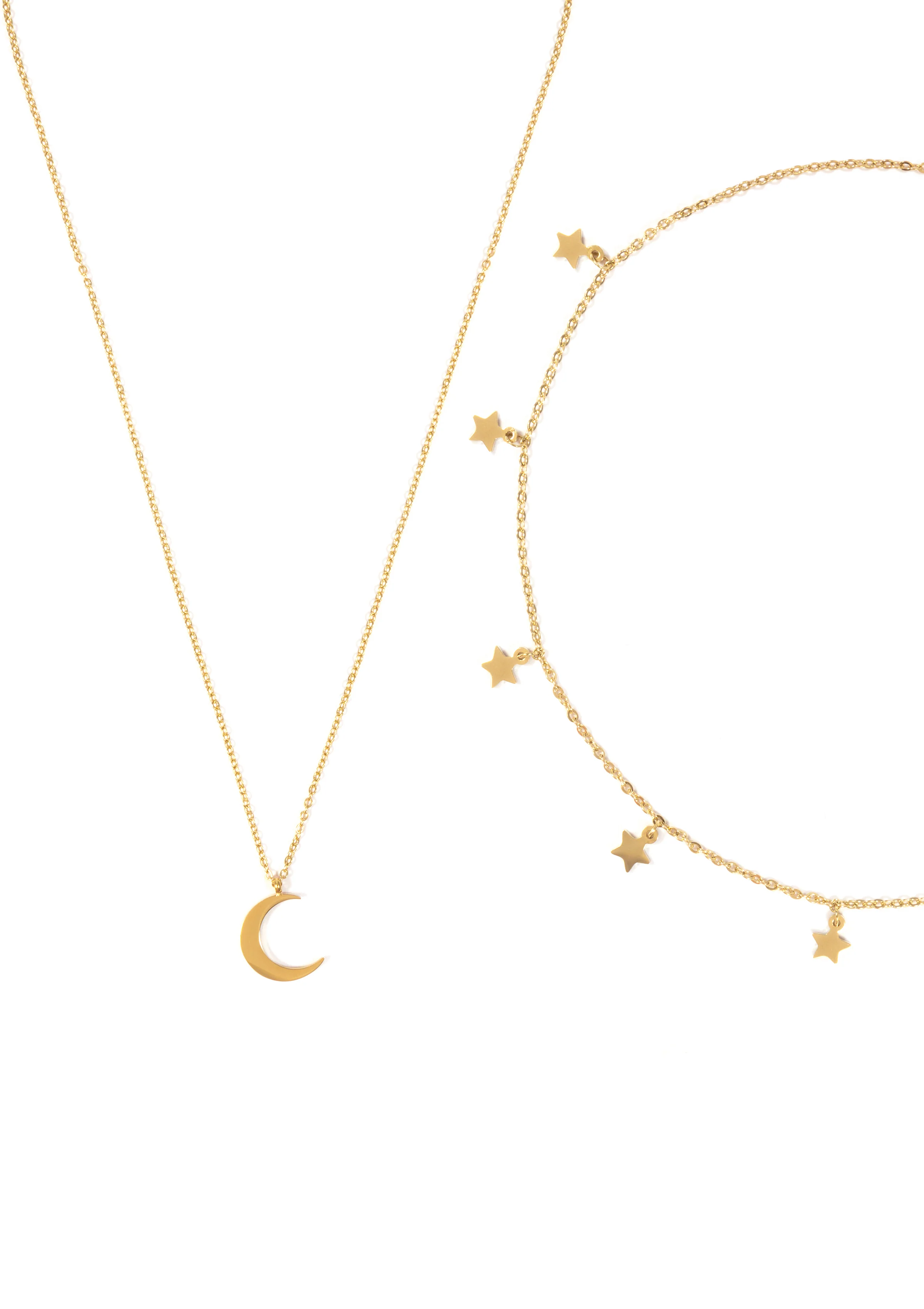 Star Choker Moon Necklace Jewelry Set Gold - Image 4