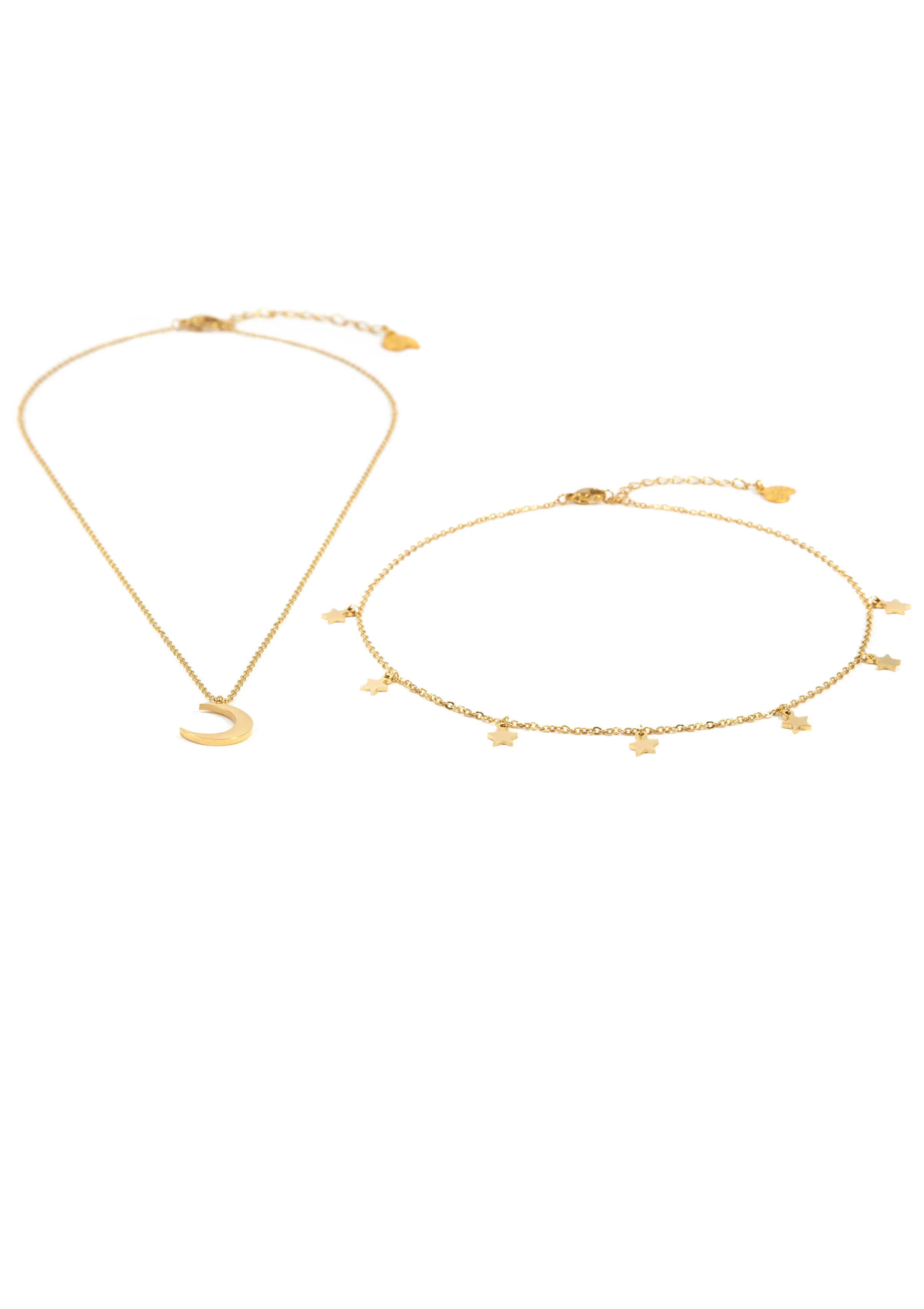 Star Choker Moon Necklace Jewelry Set Gold - Image 5