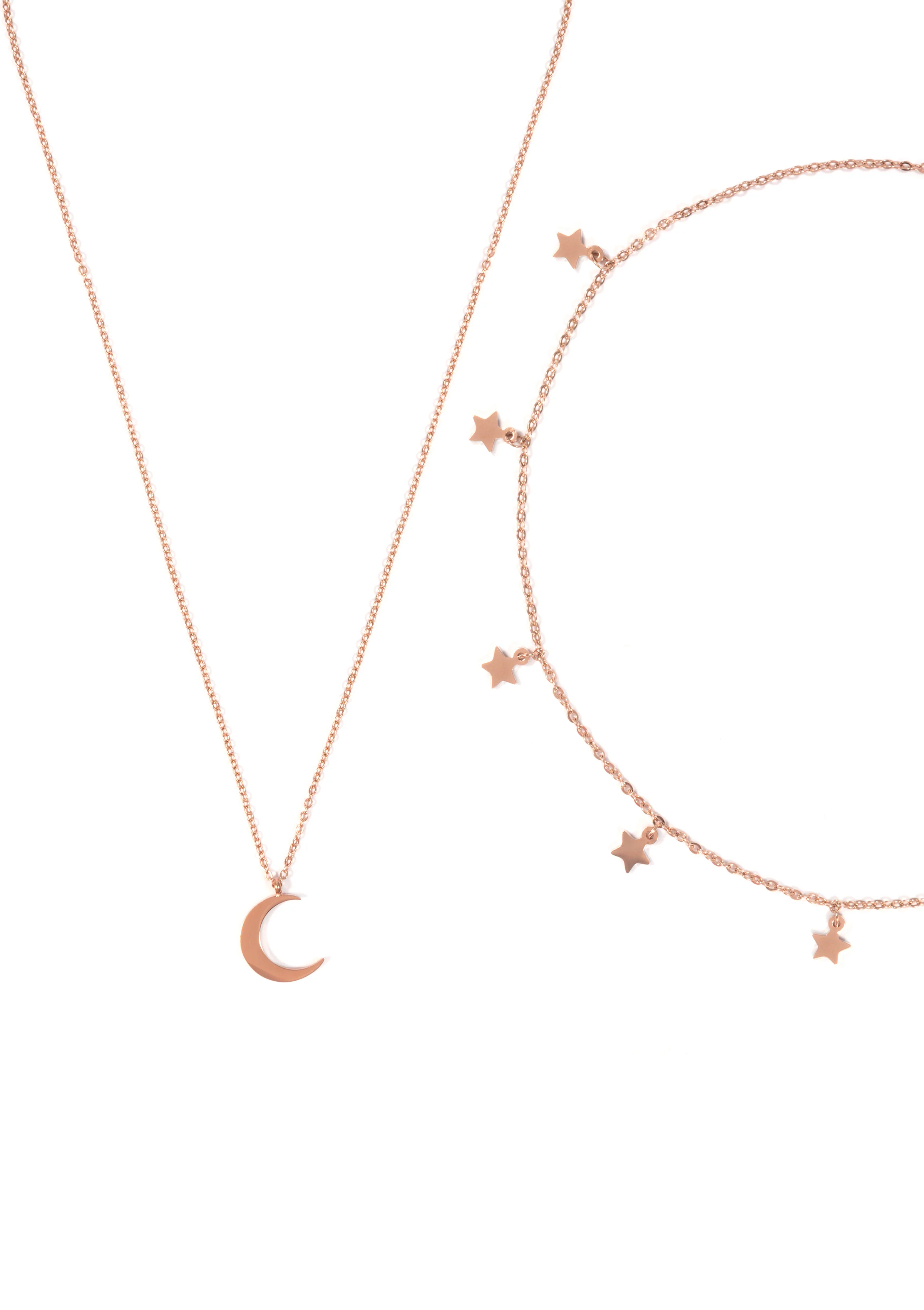 Star Choker Moon Necklace Jewelry Set Rose Gold - Image 3