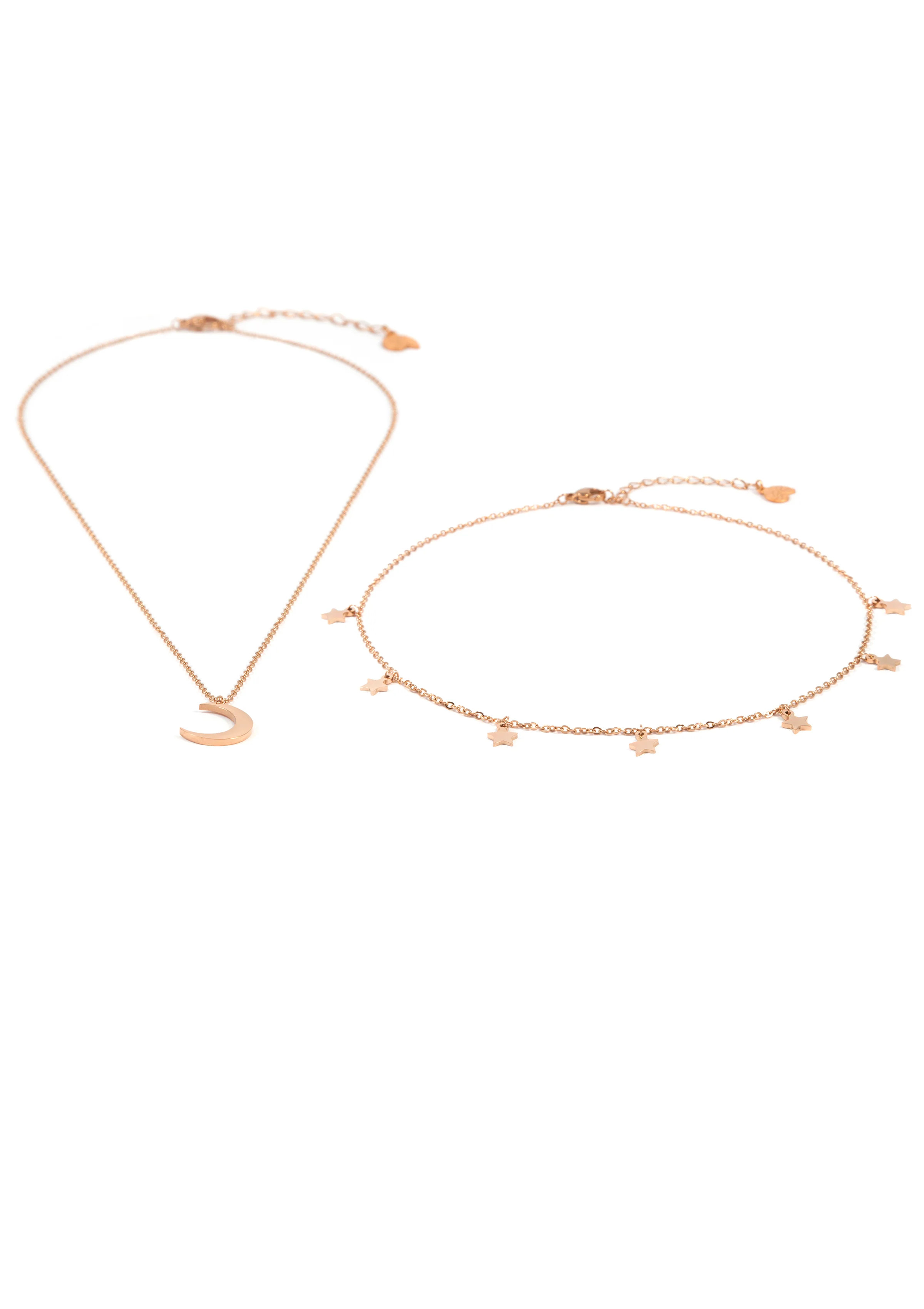 Star Choker Moon Necklace Jewelry Set Rose Gold - Image 4
