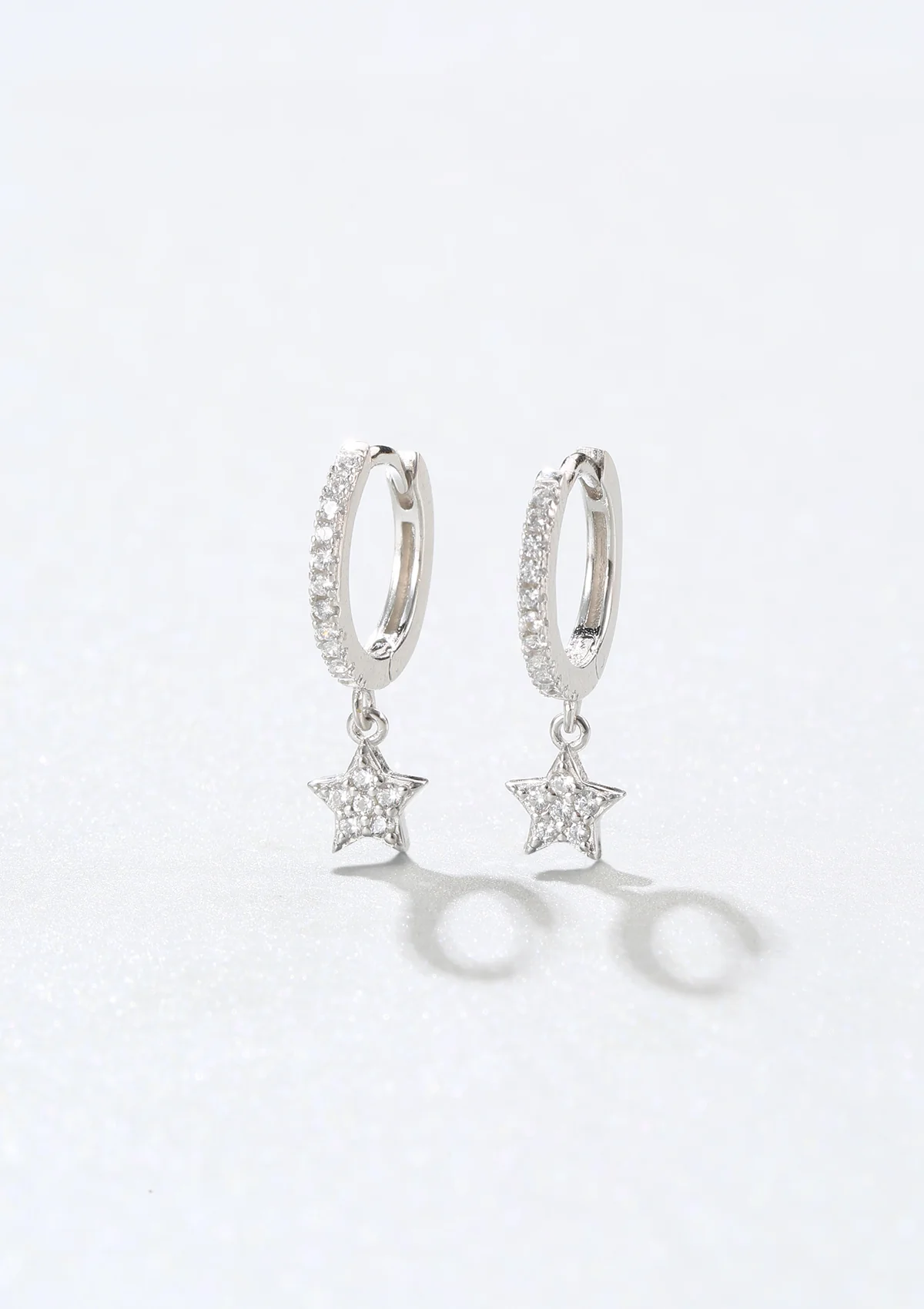 Star Huggie Earrings Sterling Silver - Image 3