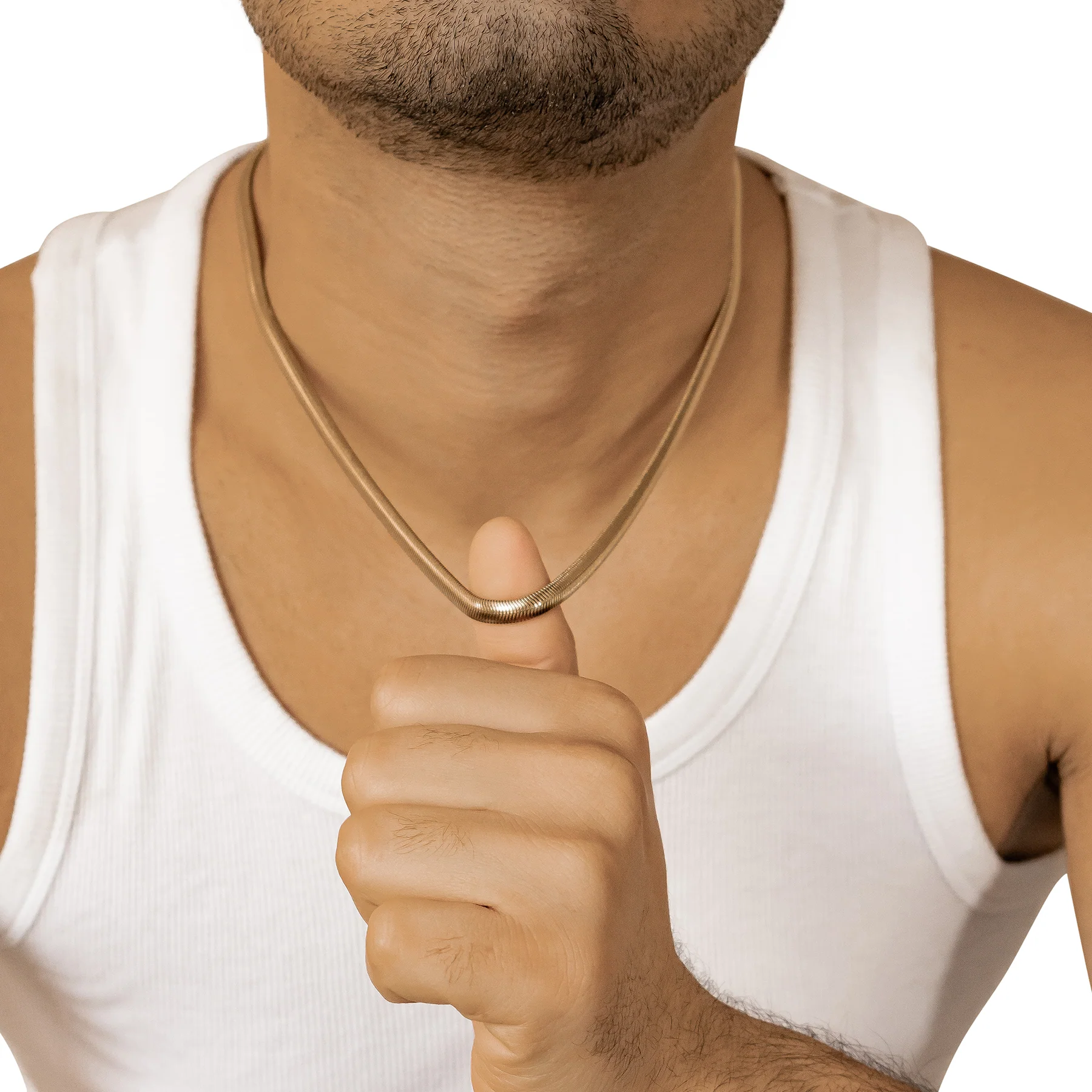 Thick Snake Chain Necklace Gold - Image 13