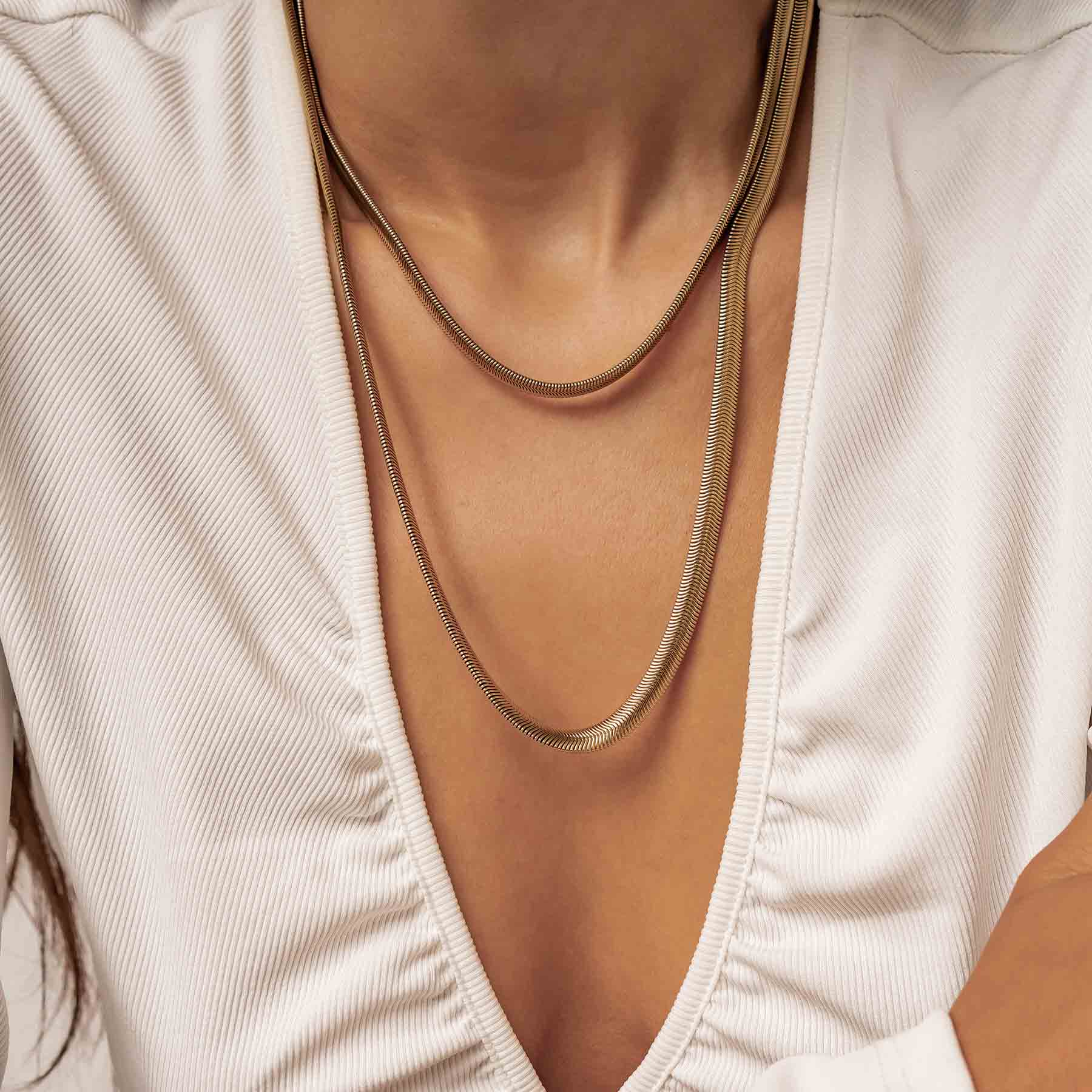 Thick Snake Chain Necklace Gold - Image 17
