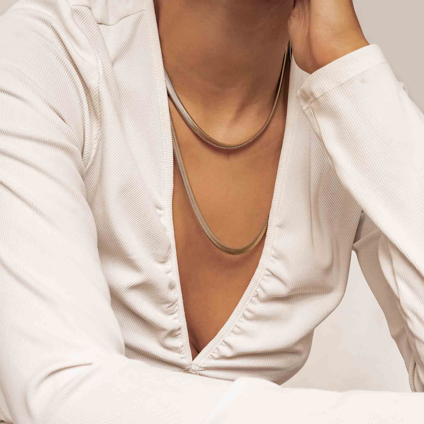 Thick Snake Chain Necklace Gold - Image 18