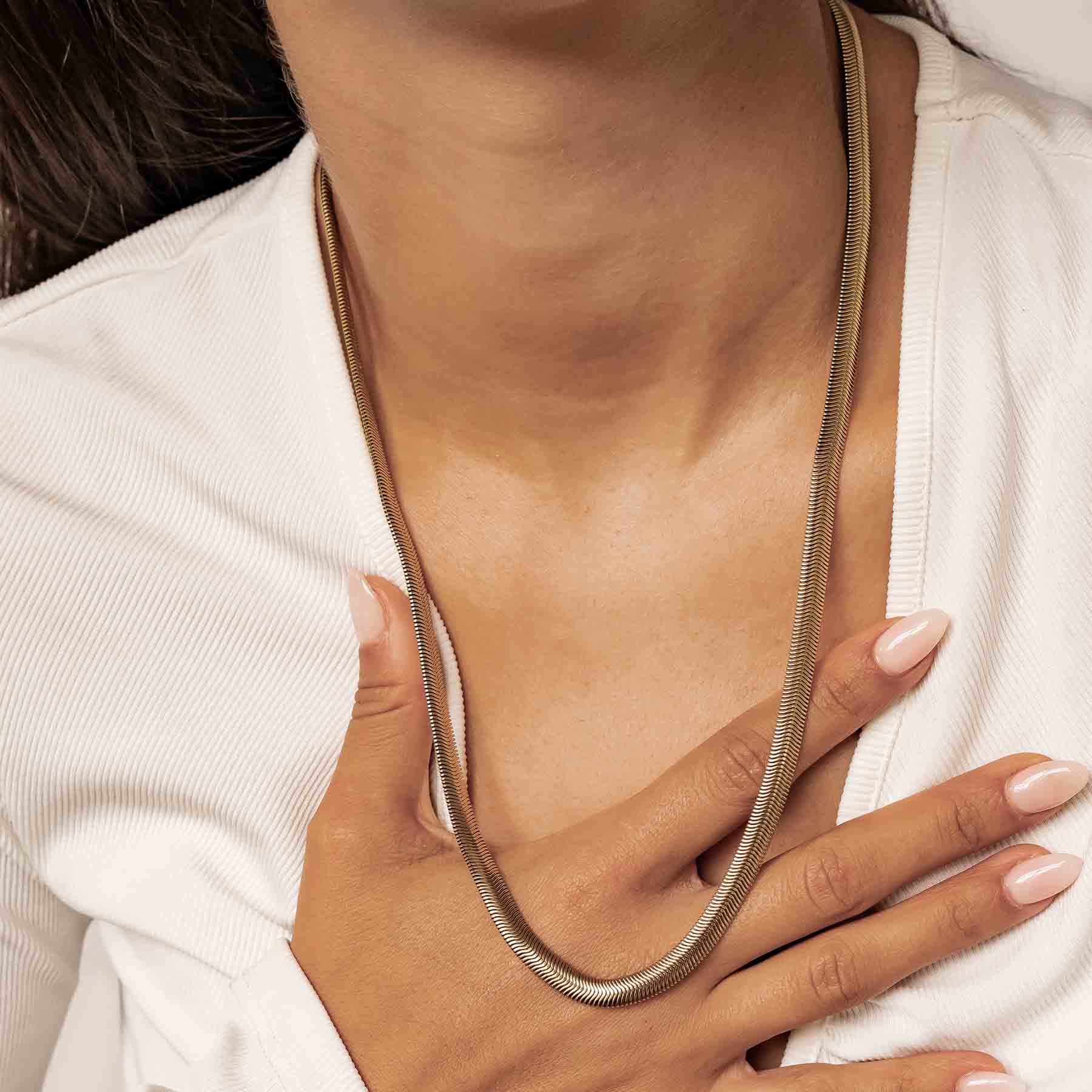 Thick Snake Chain Necklace Gold - Image 23