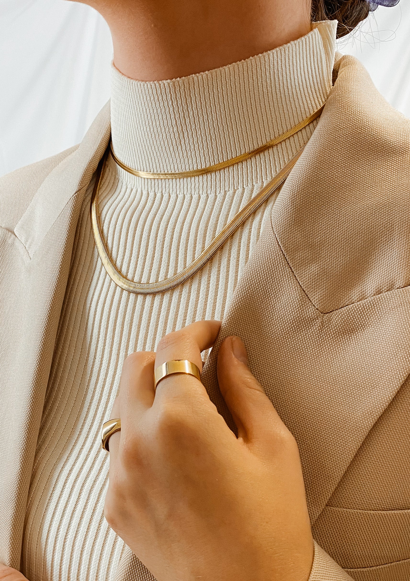 Thick Snake Chain Necklace Gold - Image 8