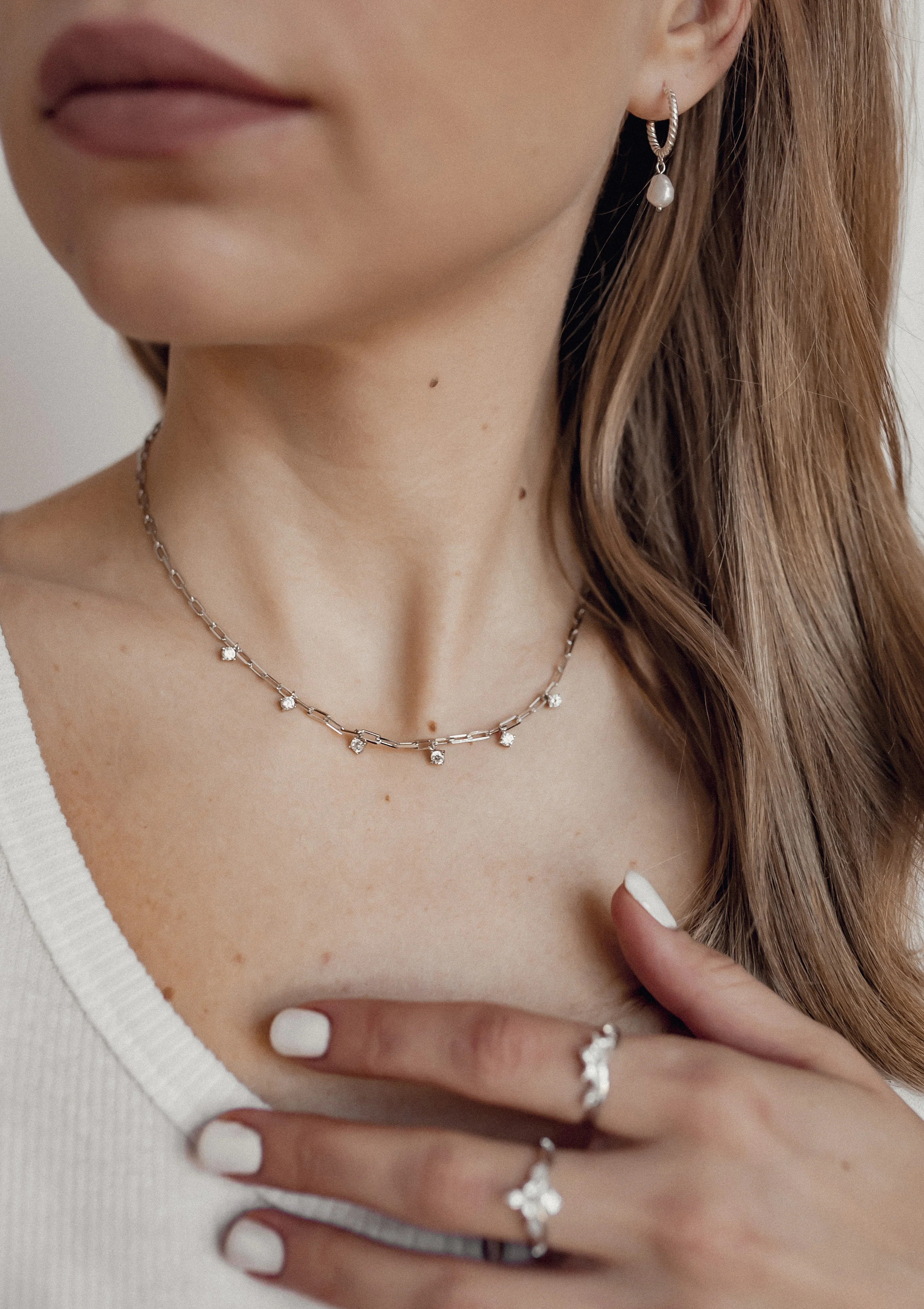 Twisted Hoop Pearl Drop Earrings Sterling Silver - Image 6